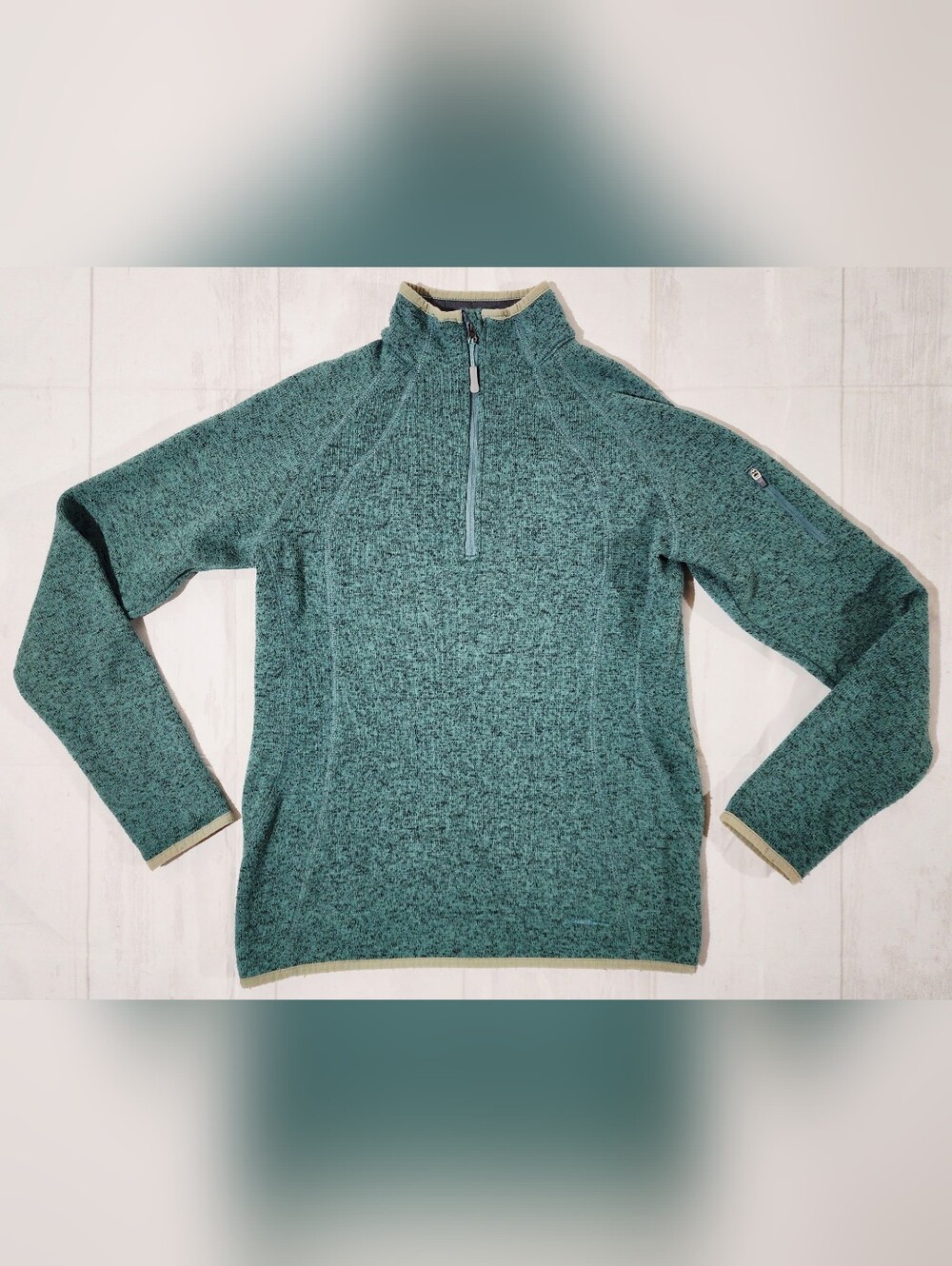Eddie Bauer Womens Medium Green 1/4 Zip Pullover Sweater